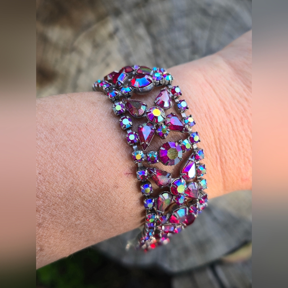 Vintage Red Aurora Borealis Bracelet